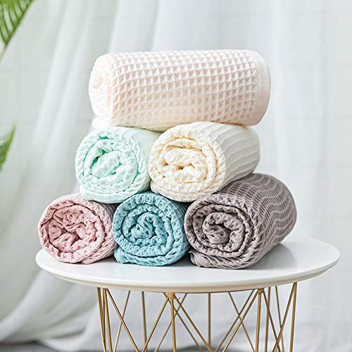 Cotton Material Waffle Bath Towel Soft Absorbent Towel for Bathroom Hotel Household Quick Drying(Green 34 x 74cm) - size: Green 34 x 74cm