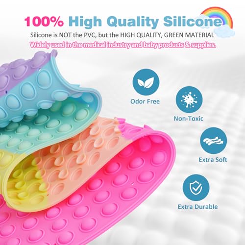 Silicone Push Pop Bath Mat – 33"x17.3" Extra Large Rainbow Bathtub Mat with 391 Suction Cups, CPC Certified Non-Slip Sensory Toy, Calming Stress Relief for Bath Time - color: 33x17.3"--rainbow