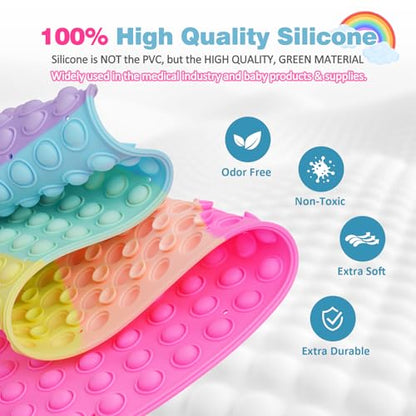 Silicone Push Pop Bath Mat – 33"x17.3" Extra Large Rainbow Bathtub Mat with 391 Suction Cups, CPC Certified Non-Slip Sensory Toy, Calming Stress Relief for Bath Time - color: 33x17.3"--rainbow