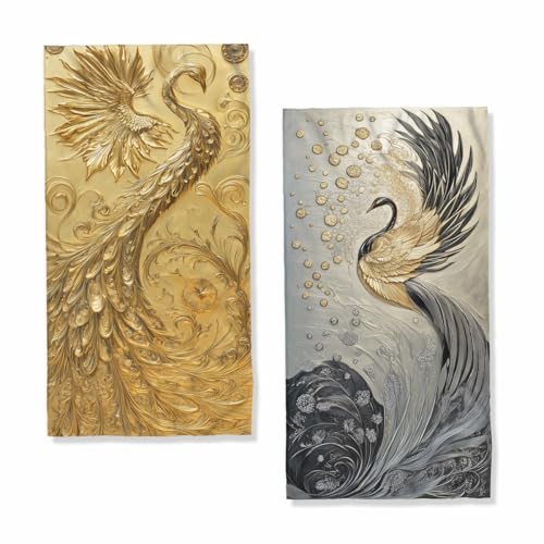 Gold Silver Peacock Hand Towels Highly Absorbent Phoenix Fantasy Metal Art Decorative Hand Towels for Bathroom Kitchen Home Spa Hotel Yoga,Bathroom Decor Accessories Gifts for Women Man 14x28 Inch - color: Gold Silver Peacock