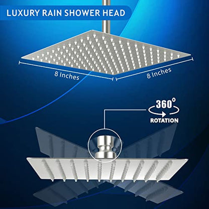 Voolan Rain Shower head, High Pressure Shower Head Made of 304 Stainless Steel, Relaxed Shower Experience Even at Low Water Flow and Pressure (8" Brushed Nickel) - color: Brushed Nickel, size: 8 Inch