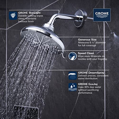 GROHE 29431A00 Timeless 2-Handle Pressure Balance Shower Set, Hard Graphite - color: Hard Graphite