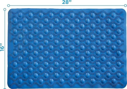 NOVA Non-Slip Bath Mat for Tub & Shower, 16” x 28” Anti-Skid Bathtub Mat with Secure Suction Cups, Bubble Texture Foot Massage, Anti-Fungal, Easy-Clean Bathroom Safety Mat, Blue "