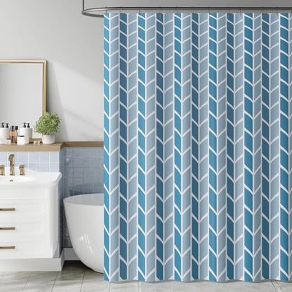 jinchan Blue and White Geometric Shower Curtain Chevron Arrow Farmhouse Shower Curtains for Bathroom Modern Waterproof Fabric with 12 Hooks 70x72 Inches - color: Arrow Blue, size: 70"W x 72"L (Pack of 1)