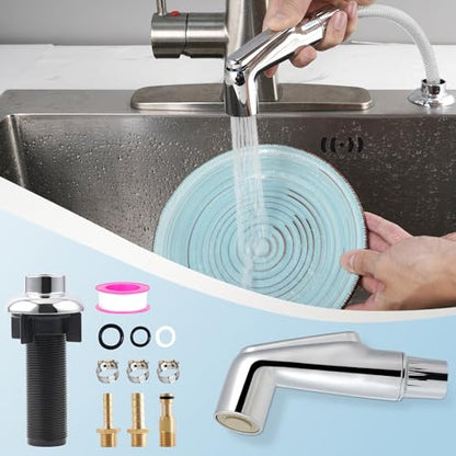 Universal Kitchen Sink Spray Attachment/Hose/Holder Set, Silver Chrome | NSF/ANSI/CAN 372 Certified, Compatible with Moen/Delta Faucet, Kitchen Side Sprayer, Kitchen Sink Faucet Sprayer Replacement - color: Chrome, style: Sprayer Head/Hose/Holder Set
