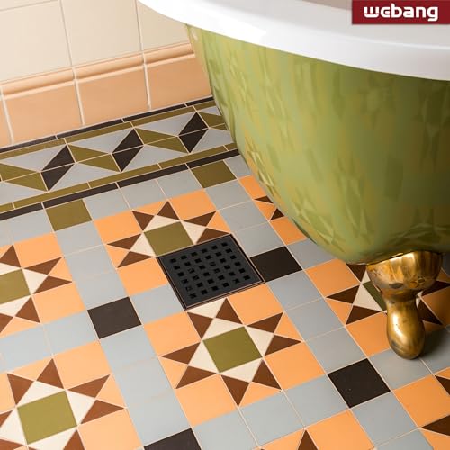 4 Inch Square Shower Drain Bronze Floor Drain with Flange Square Holes Pattern Cover Grate Removable SUS304 Stainless Steel Watermark&CUPC Certified Oil Rubbed Bronze - color: Oil Rubbed Bronze, size: 4 Inch