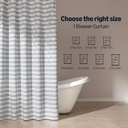 Amazon Basics Geometric Jacquard Fabric Shower Curtain for Bathroom, Lightweight, Waterproof and Washable, 72" W x 78" L, Grey Striped - size: 72"W x 78"L (Pack of 1)