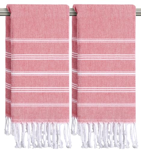 cabanana Hand Towels for Bathroom - 2-Pack|20x30 Inch-100% Cotton,Turkish Bathroom Hand Towels,Super Absorbent & Quick-Dry Soft for Bath, Kitchen, Spa, Face, Hair, Dishcloth (Red) - color: Red 20x30
