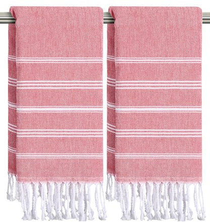 cabanana Hand Towels for Bathroom - 2-Pack|20x30 Inch-100% Cotton,Turkish Bathroom Hand Towels,Super Absorbent & Quick-Dry Soft for Bath, Kitchen, Spa, Face, Hair, Dishcloth (Red) - color: Red 20x30