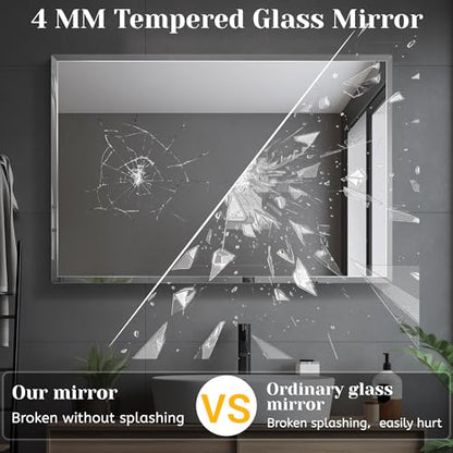 1 PCS 16×24 Beveled Wall Mirror Decorative Bathroom Vanity Mirror | Beveled Edge,Shatterproof Frameless Mirror,Modern Design,Rectangle - size: 24"L x 16"W
