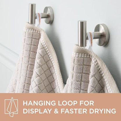 Town & Country Everyday 4-Piece Textured Windowpane Hand Towel Set, 20x30-Inch, 100% Cotton, Plush & Absorbent 550GSM, Beige - color: Beige