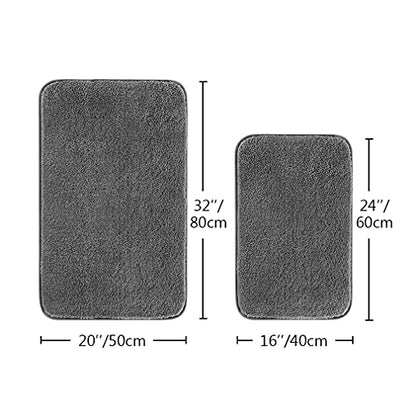 VANZAVANZU Bathroom Rugs Set, 2 Piece Non Slip High Pile Microfiber Shaggy Bath Mat, Ultra Soft Absorbent, Machine Washable, Dark Gray (16''x24'' Plus 20''x32'') - color: Dark Gray, size: 16"x24" Plus 20"x32"
