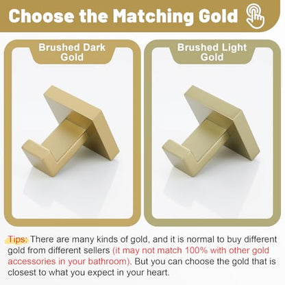 Brushed Gold Bathroom Towel Bar Holder Sets Premium Stainless Steel 4-Piece Bathroom Hardware Set Wall Mounted Bathroom Toilet Paper Holder with Shelf Set. - color: Brushed Dark Gold, size: 4-Pieces Set-B