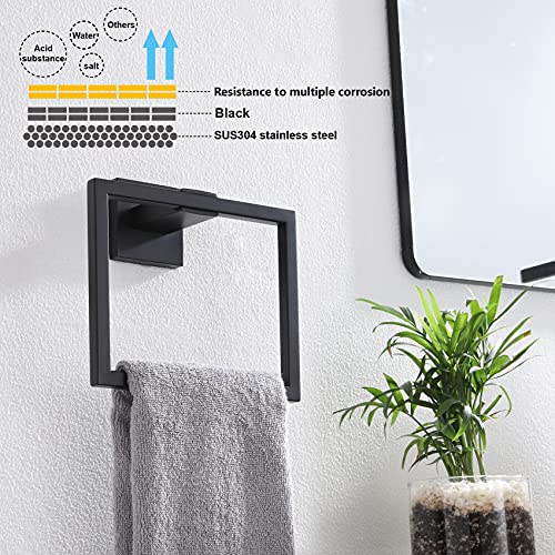KOKOSIRI Hand Towel Ring Shower Towel Hanger Holder Bath Towel Holder Bathroom Lavatory Stainless Steel Wall Mount, Matte Black, B3004BK - color: Matte Black, size: 1 Pack