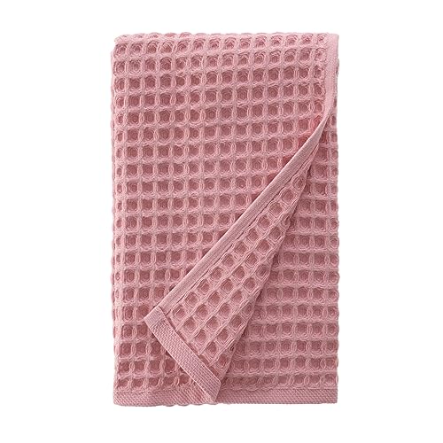 Waffle Hand Towel – 100% Turkish Cotton, Quick-Dry, Soft and Absorbent Bathroom Towel (Powder Pink) - color: Powder Pink, size: Hand Towel (1 Piece)