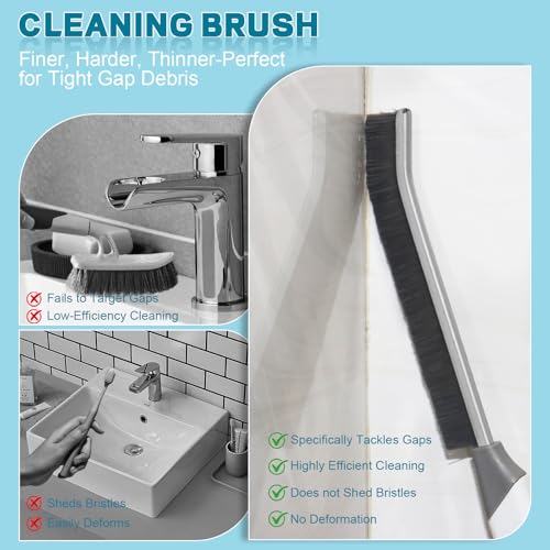 Thin Cleaning Brush Set - Gap Cleaning Tools, Multi-Purpose Hard Bristle Grout Scrub Brushes & Grout Cleaner Brush for Deep Scrubbing in Kitchen, Bathroom, Toilet, Sink Gap 3Pcs - color: White 3pcs