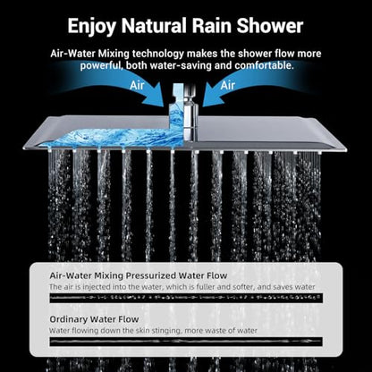 Thermostatic Shower System, Dual Rainfall Shower Faucet(Chrome) | 12 Inch Shower Head, 6 Inch Wall Mount Head, High Pressure Handheld Sprayer, Push Button Valve - color: Polished Chrome