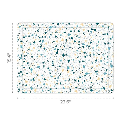 Bath Mat Stone - Diatomaceous Earth Drying Mat - Water Absorbing Bath Mat - Shower Mat Stone (Terrazzo Blue) - color: Terrazzo Blue