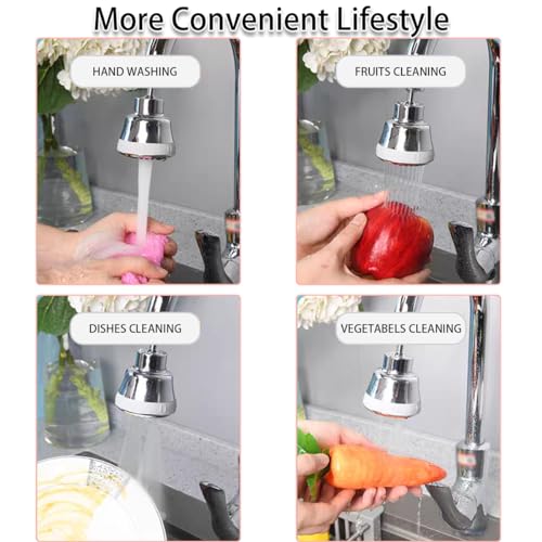 Faucet Aerator Faucet Sprayer Attachment, Kitchen Faucet Head Replacement with 4 Spray Modes, 360° Swivel Faucet Extender Anti-Splash Sink Sprayer Faucet Nozzle Head (Smooth, Silver) - color: Silver, style: Smooth