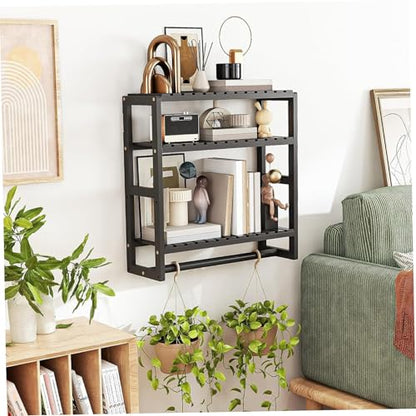 Bathroom Shelves Wall Mounted Over Toilet Bathroom Organizer with Towel Racks 3 Tier Over Toilet Shelf for Home Kitchen