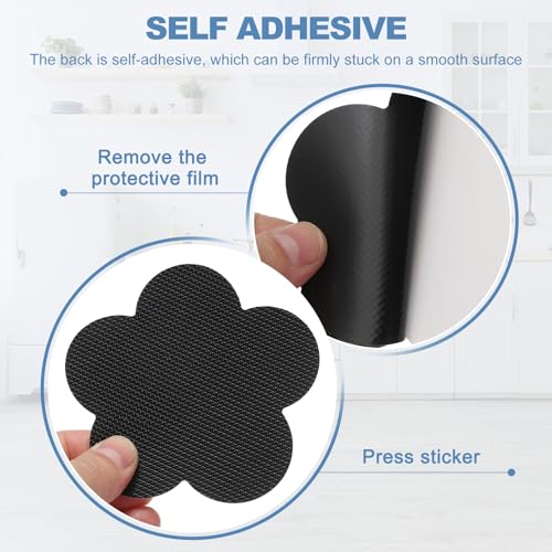PATIKIL 12 Pcs Non Slip Bathtub Stickers, Anti Slip Shower Stickers with Scraper Bathroom Shower Floor Decals Four Leaf Shape Cute Treads Tubs, Black - color: Black