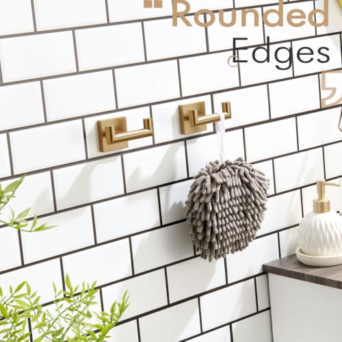 KOKOSIRI Robe Hooks Bath Towel Hooks Bathroom Hardware Double Coat Hooks Wall Mounted, 2 Pack Champagne Bronze Stainless Steel B1015CPG-P2 - color: Champagne Bronze, size: 2 Pack
