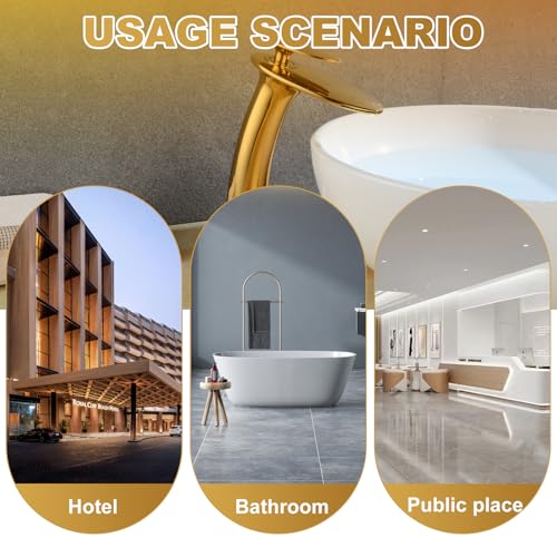 Shiny Polished Gold Waterfall Bathroom Faucet Tap Tall and Drain - color: Polished Gold, size: Tall Body