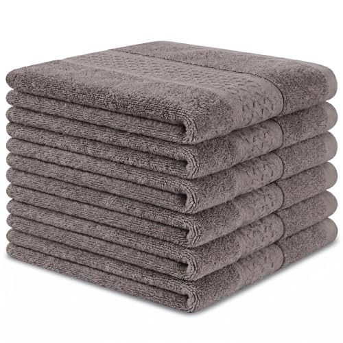 Washcloths Set, 6-Pack Cotton Wash Cloths, 13x13 Inch, Dark Brown | Highly Absorbent and Soft Feel Fingertip Towels, Machine Washable Washcloths for Bathroom, Gym, Hotel, Spa and Kitchen - color: Brown 6 Pack