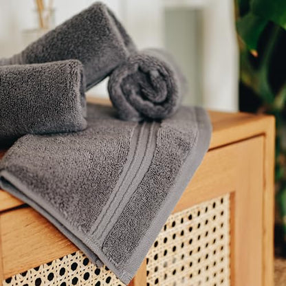 Milara Turkish Super-Plush Wash Cloths Set 4-Piece | Premium 100% Cotton Washcloths Absorbent, Durable with Hanging Loops | Anthracite (Dark Gray) Bath Washcloths, (13 x 13 Inch) - color: Anthracite (Dark Gray), size: Wash Cloth (4 Pcs) - 13" x 13"