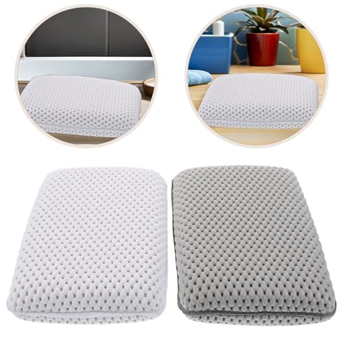 HOMSFOU 2pcs Non-Slip Foam Bath Pillow Suction Cups for Neck and Back Support, White and Gray Bathtub Headrest Cushions for Spa, Shower, Hotel, and Swimming Pool Use