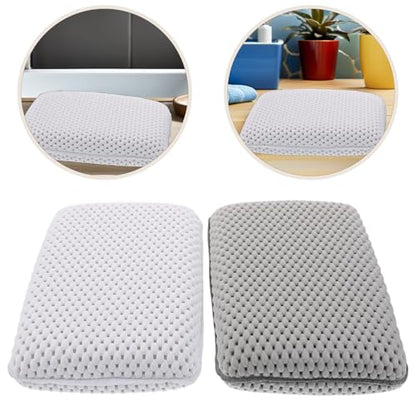 HOMSFOU 2pcs Non-Slip Foam Bath Pillow Suction Cups for Neck and Back Support, White and Gray Bathtub Headrest Cushions for Spa, Shower, Hotel, and Swimming Pool Use