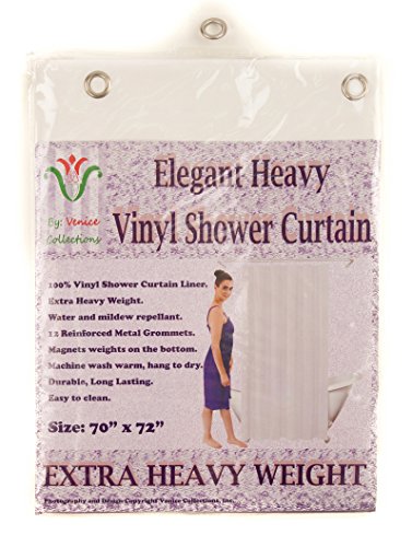 Elegant Home Heavy Duty Vinyl Shower Curtain Liner with 12 Metal Grommets White - color: White