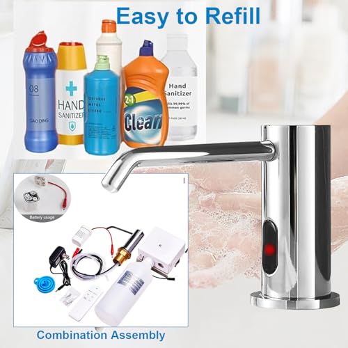 Automatic Soap Dispenser for Kitchen, Electric Soap Dispenser Built in Sink | Touchless Liquid hand Soap Dispenser with 1000ml Bottle, Infrared Sensors Soap Dispenser for Business Bathroom Chrome Plating - color: Electroplated-liquid