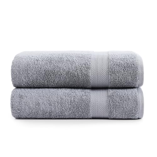 LANE LINEN Bath Sheets 100% Cotton 2 Pack Oversized Soft - Grey | Oversized Shower Sheets - Generously Sized, Oversized & Roomy, Lightweight & Breathable, Fade-Resistant Color - color: 04: Space Grey, size: 2 Piece Bath Sheets