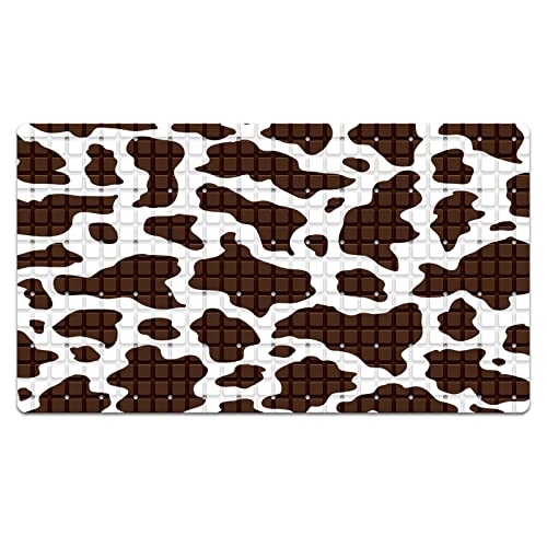 Bath Tub Mat Non Slip Shower Mat Cow Print Extra Long Bathtub Mat 26.8x15 inches Bathroom Bath Mat with Suction Cups Drain Holes Machine Washable - color: Cow Print