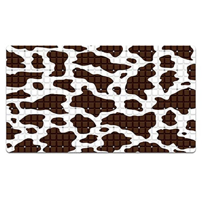Bath Tub Mat Non Slip Shower Mat Cow Print Extra Long Bathtub Mat 26.8x15 inches Bathroom Bath Mat with Suction Cups Drain Holes Machine Washable - color: Cow Print