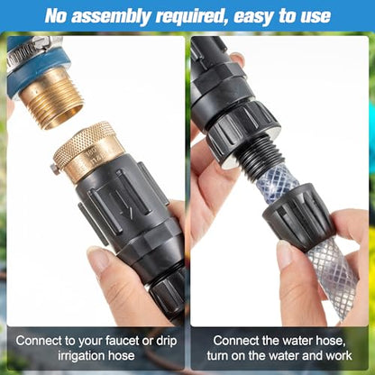 1 PC 25PSI Drip Irrigation Faucet Adapter Kit 1/2" Tubing to 3/4" Faucet | Drip Irrigation Filter with Water Pressure Regulator, Backflow Preventer and Filter for Irrigation of Gardens, Farmlands, etc
