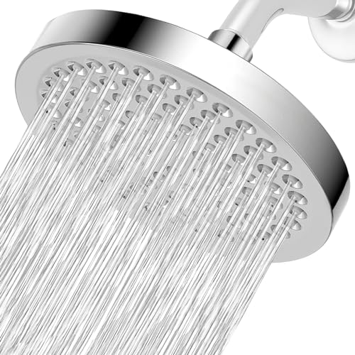 High Pressure Rain Shower Head - High Flow Rainfall Showerhead - Luxury Modern Look - Pressure Boosting Bathroom Shower Heads (6 inches, Chrome) - color: Luxury Chrome
