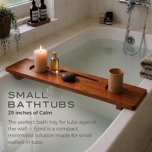 Fjord 29" Premium Teak Bathtub Tray for Small & Standard Tubs - size: Short (29 in)