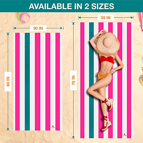 SUN CUBE Microfiber Beach Towel Quick Dry with Carry Bag, Pink 78x35 Inch | Quick Dry and Free Microfiber Towel, Lightweight Packable Swim Towel for Beach, Pool, Camping, Cruise, Travel - color: Pink, size: 78.00" x 35.00"
