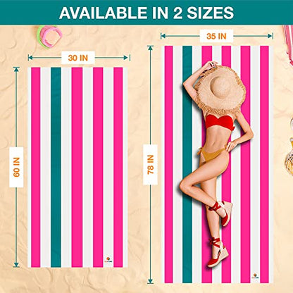 SUN CUBE Microfiber Beach Towel Quick Dry with Carry Bag, Pink 78x35 Inch | Quick Dry and Free Microfiber Towel, Lightweight Packable Swim Towel for Beach, Pool, Camping, Cruise, Travel - color: Pink, size: 78.00" x 35.00"