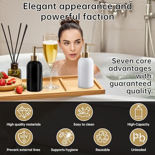Gold Refillable Dish Soap Dispenser for Kitchen Sink,Hand Soap Dispenser Bottle for Bathroom Countertop Sink (white-2pcs) - color: White-2pcs