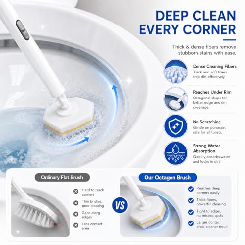 Disposable Toilet Bowl Brush and Holder Set – 40 Refills Included, No-Touch Toilet Wand Cleaning System, Toilet Brush & Holder for Bathroom, Hygienic Toilet Bowl Cleaner Starter Kit - size: 1 Brush + 40 Refills