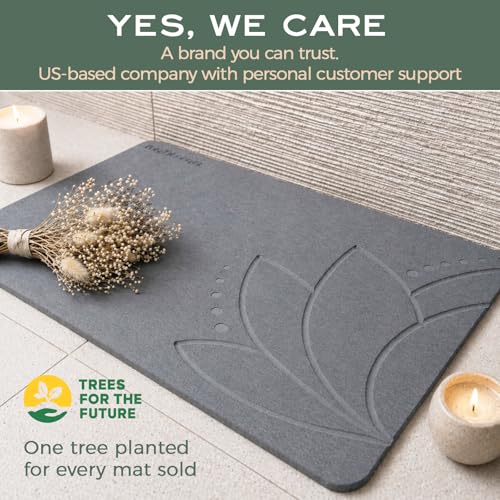 Stone Bath Mat, Diatomaceous Earth, Quick Dry - West Lotus | Non-Slip, Stone Bath Mats for Bathroom, Diatomite, 23.6"x15.4", Luxury Bath Mat - color: West Lotus