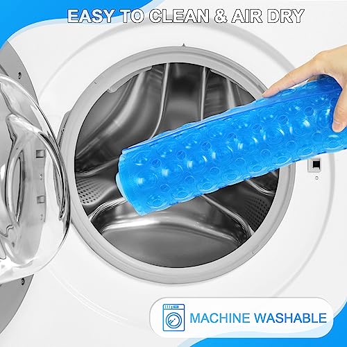 Bathtub and Shower Mats, 40x16 Inch Extra Large Non Slip Soft Bath Tub Mat with Suction Cups and Drain Holes for Bathroom Floor, Machine Washable, Clear Blue - color: Clear Blue