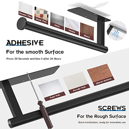 Paper Towel Holder Under Cabinet No Drilling, Self Adhesive Paper Towel Holder Wall Mount for Kitchen Rack, Under Counter Napin Holder No Drill, 304 Stainless Steel Matte Black - color: Black