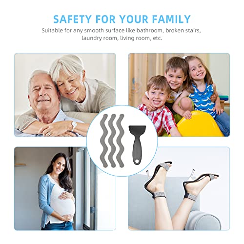 Non Slip Bathtub Stickers Set of 30, Bath Stickers Non Slip with Premium Scraper, Safety and Waterproof Bath Tub Slip Stickers for Bathtub, Shower, Pool, Ladder (Gray)