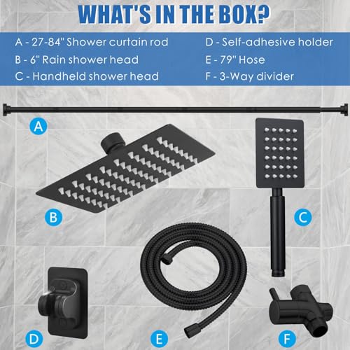 Voolan Dual Shower Head for Couples, High Pressure Rain Showerhead and Handheld Spray Combo, Adjustable Double Shower Heads for 2 People Bathroom (Black) - color: Matte Black