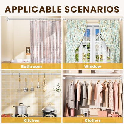 TITGIPE Shower Curtain Rod 32-80 Inches, No Drill Shower Rod Tension, Never Rust Anti-Slip Adjustable Shower Curtain Rod for Bathroom Window, Never Collapse, Easy to Use, Silver - color: Silver, size: 32-80 inches
