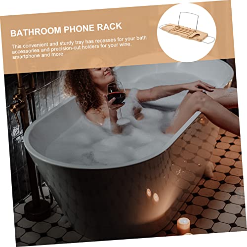 MAGICLULU Bamboo Bathtub Tray Table for Bathtub Expandable Bath Shelf Phone Holder Multifunctional Wood Bathroom Organizer for Reading and Relaxing